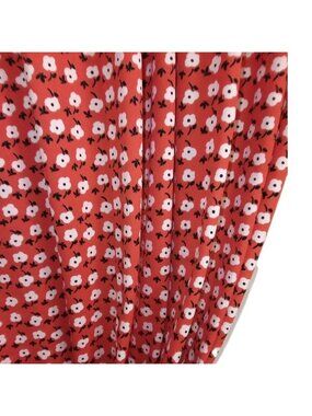 VTG Floral Knit Kintted Fabric Red White Mini Print Retro Fashion 62" W  x 70" L